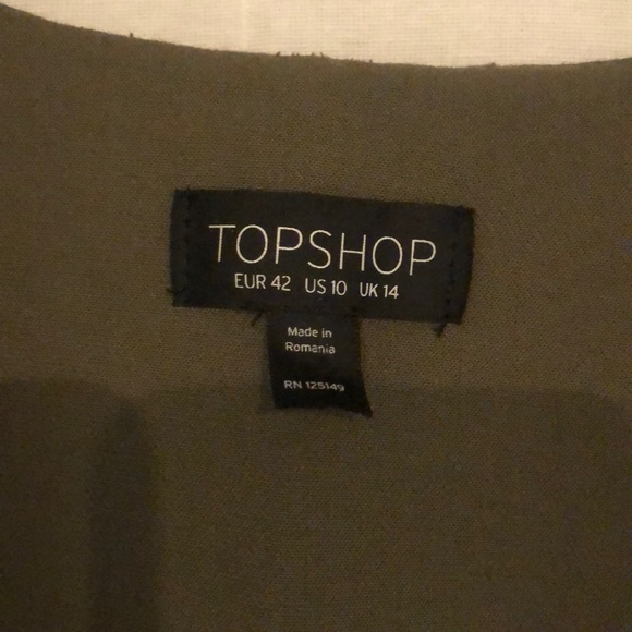 Topshop Army Green Sleeveless Blazer - Picture 3 of 5